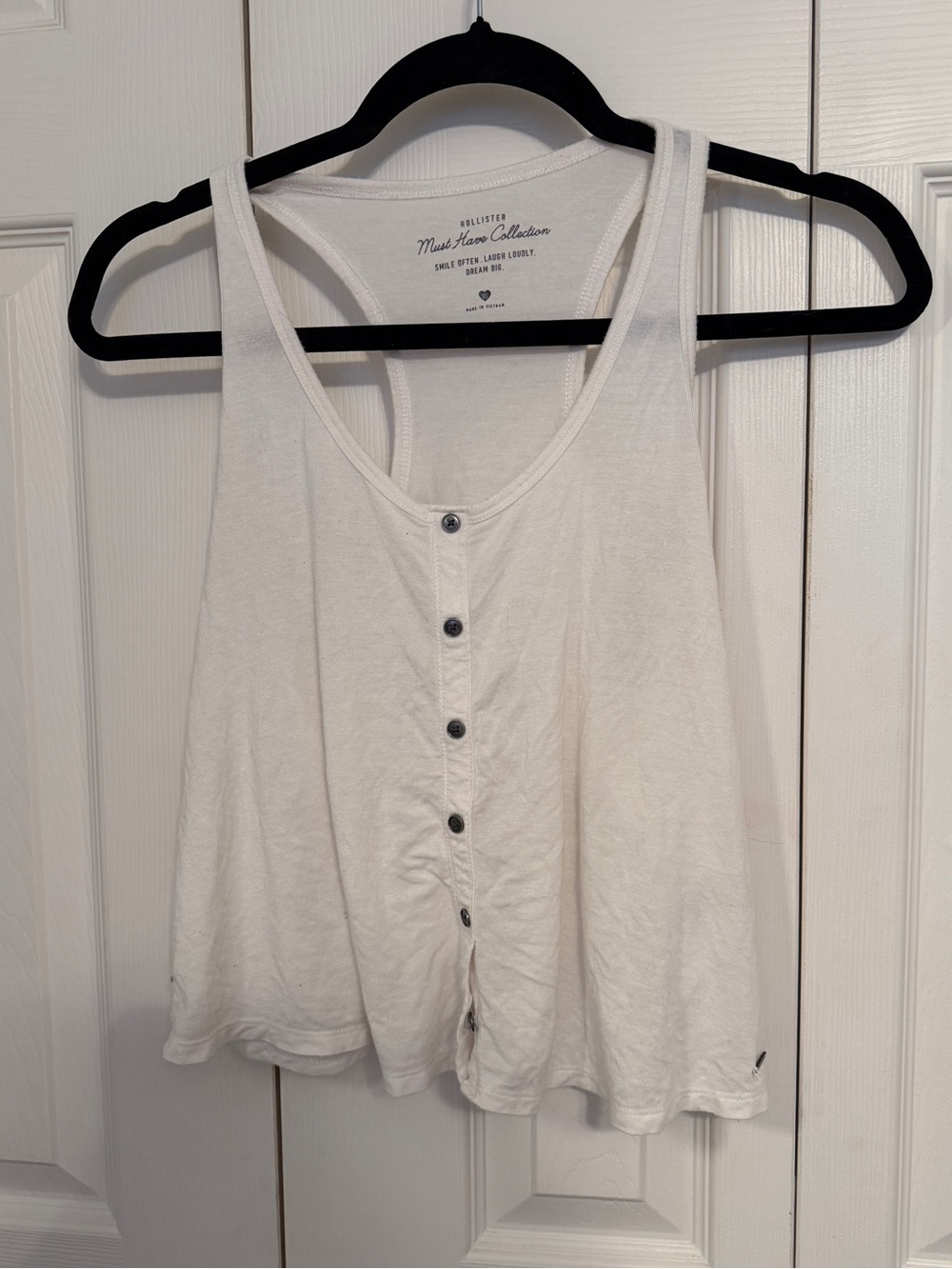Hollister Must Have Collection White Button Front Racerback Tank Top XS